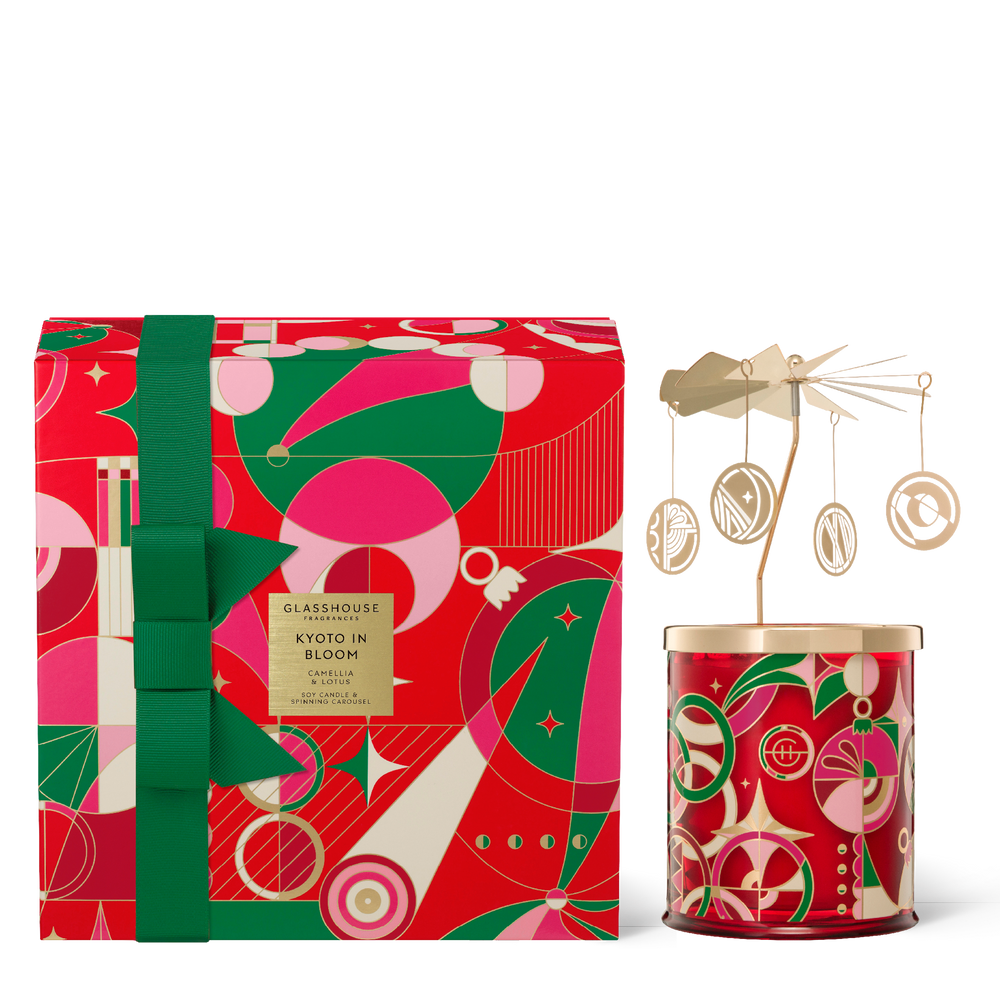 Candle with Spinning Carousel Gift Set - Kyoto in Bloom