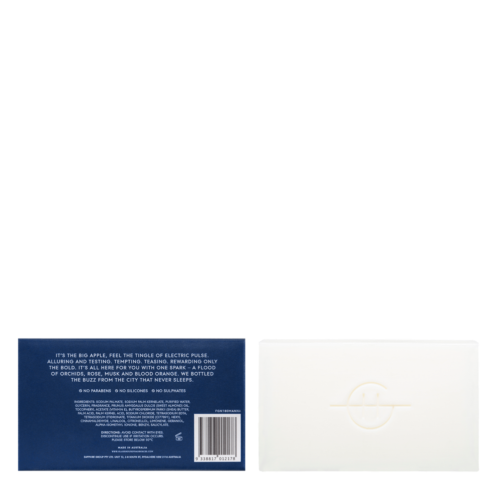 Glasshouse Fragrances I'll Take Manhattan Orchid and Blood Orange 180g Body Bar - back of product shot