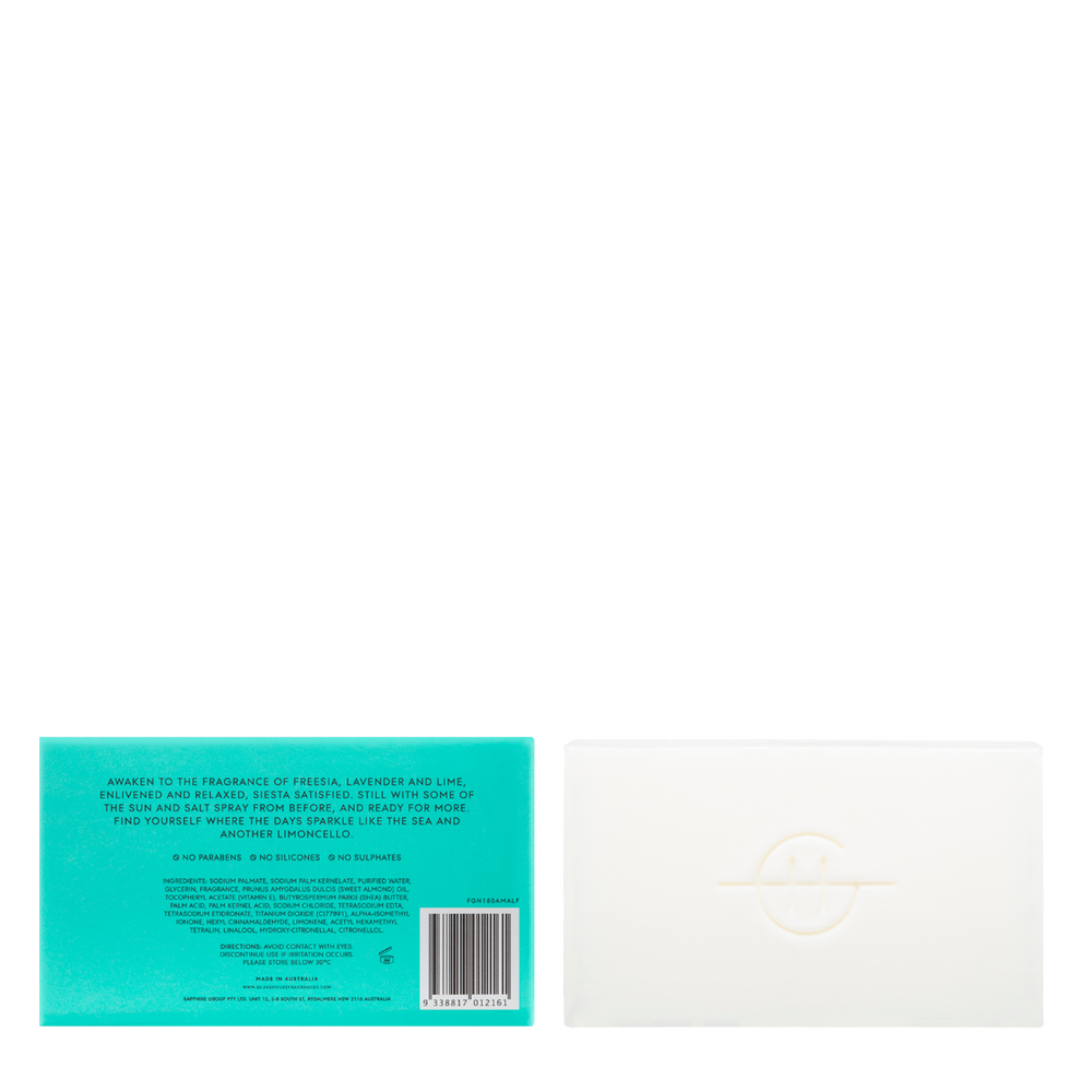 Glasshouse Fragrances Lost in Amalfi Sea Mist 180g Body Bar - back of product shot