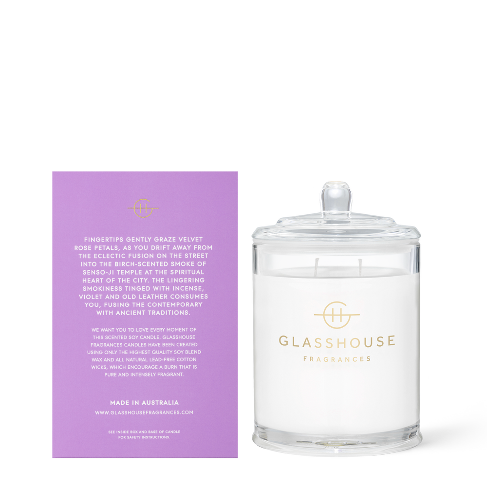 Glasshouse Fragrances 380g A Moment In Tokyo Candle - Back of the product shot